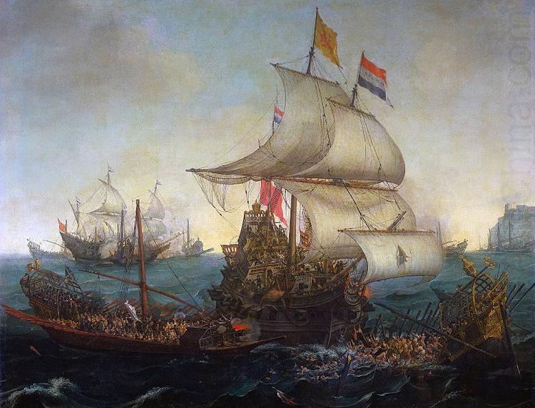 Hendrik Cornelisz. Vroom Dutch ships ramming Spanish galleys off the English coast, 3 October 1602 china oil painting image